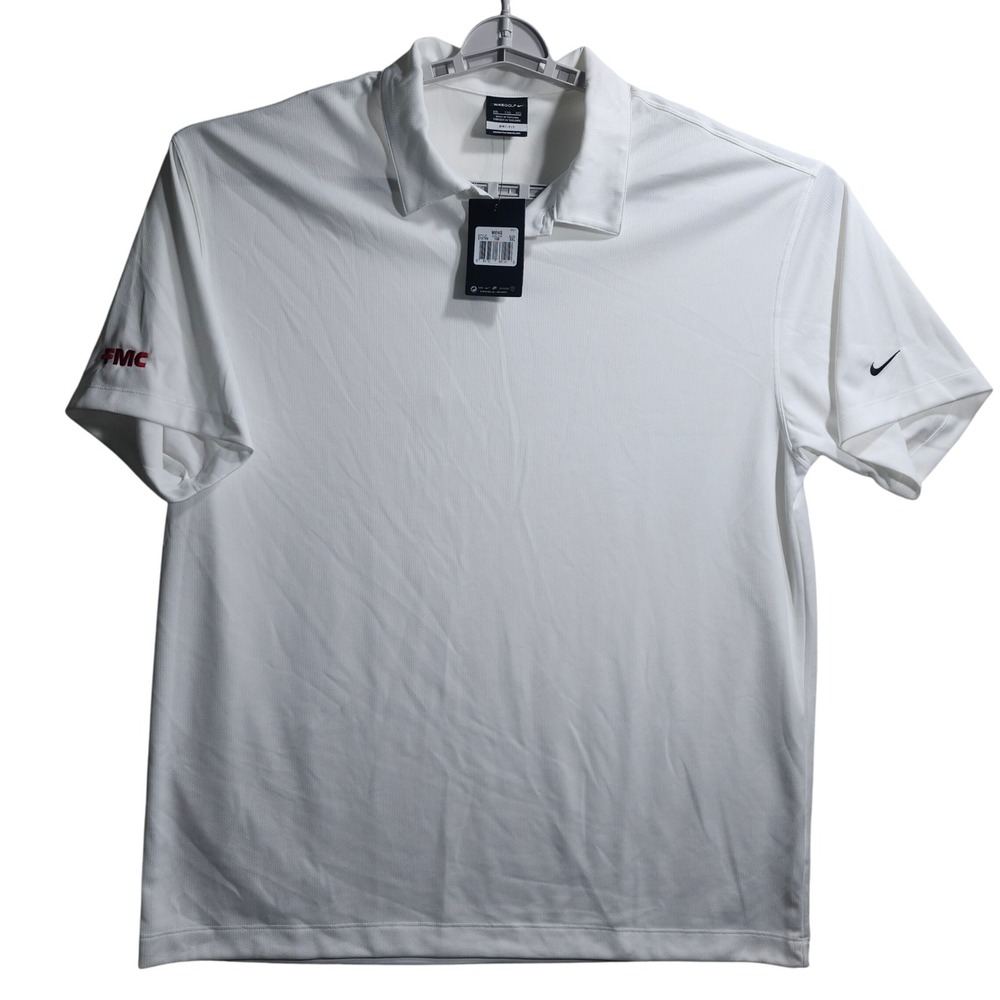 Nike Dri-FIT Golf Polo Shirt‎ **FMC Logo** Athletic Fit XXL WHITE NWT